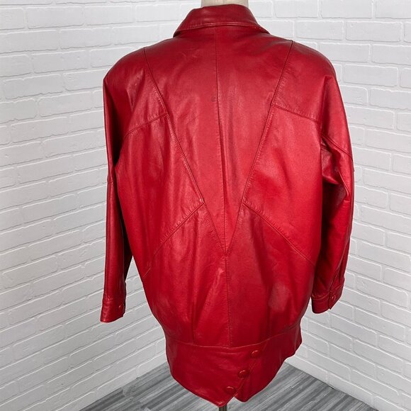Wilsons Leather Jacket Women Medium Red Relaxed Thinsulate Thermal Retro VTG 90s - Picture 4 of 14